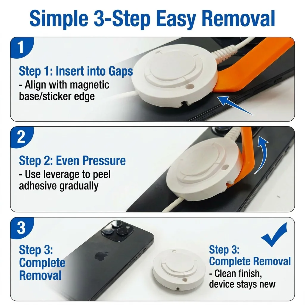 Three step guide for protected security display removal