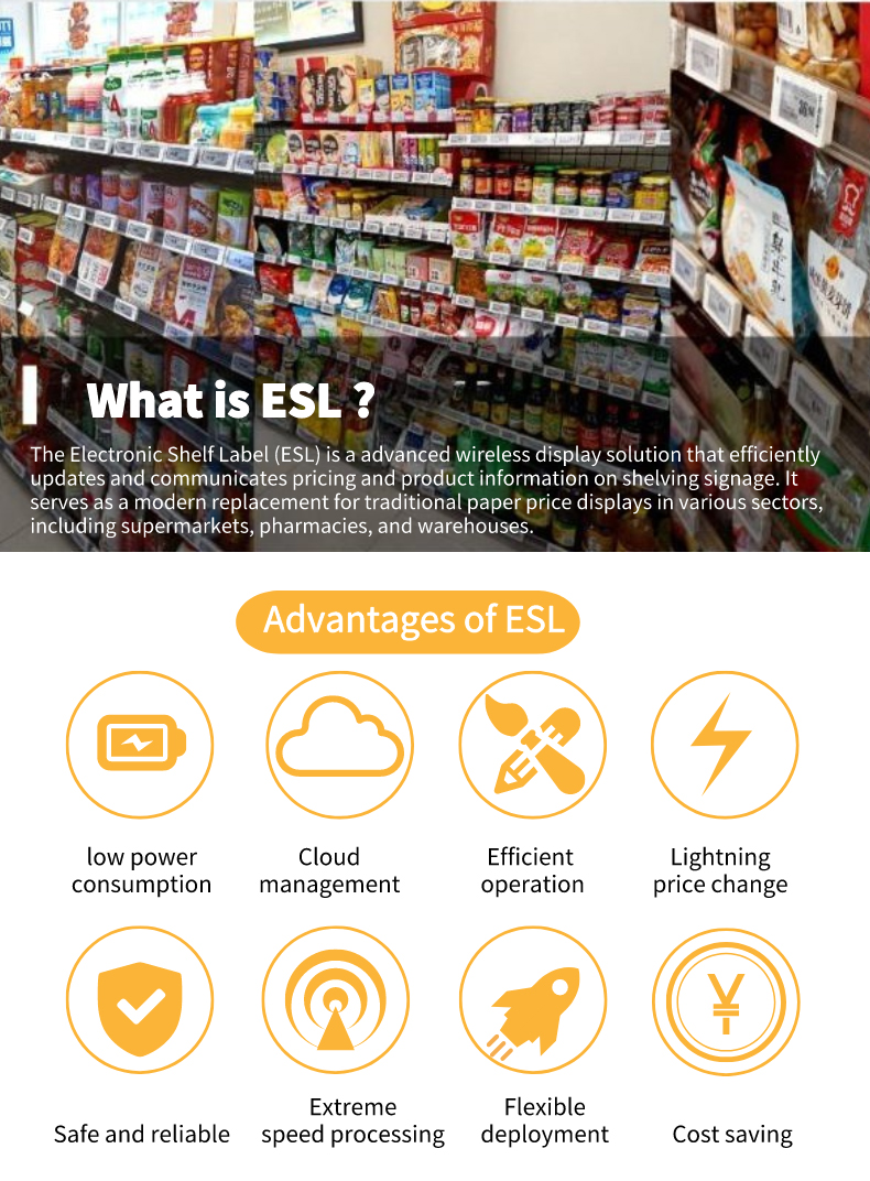 ESL2 01 1 Tocvue 2.9 Inch Digital Supermarket Shelf Label ESL Electronic Price Tag