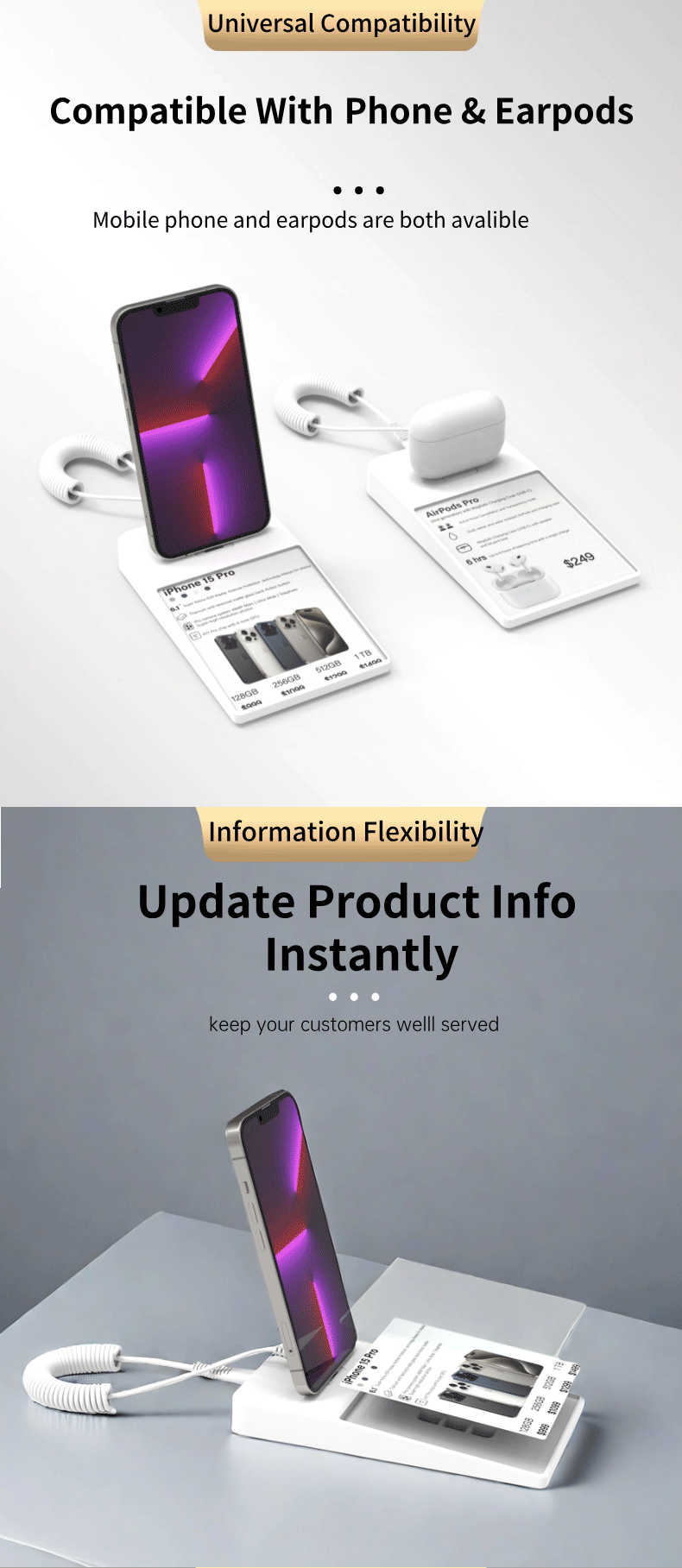 PA 07系列 详情页英文 02 Tocvue PA-07 Mobile Phone Security Display Stand With Price Tag