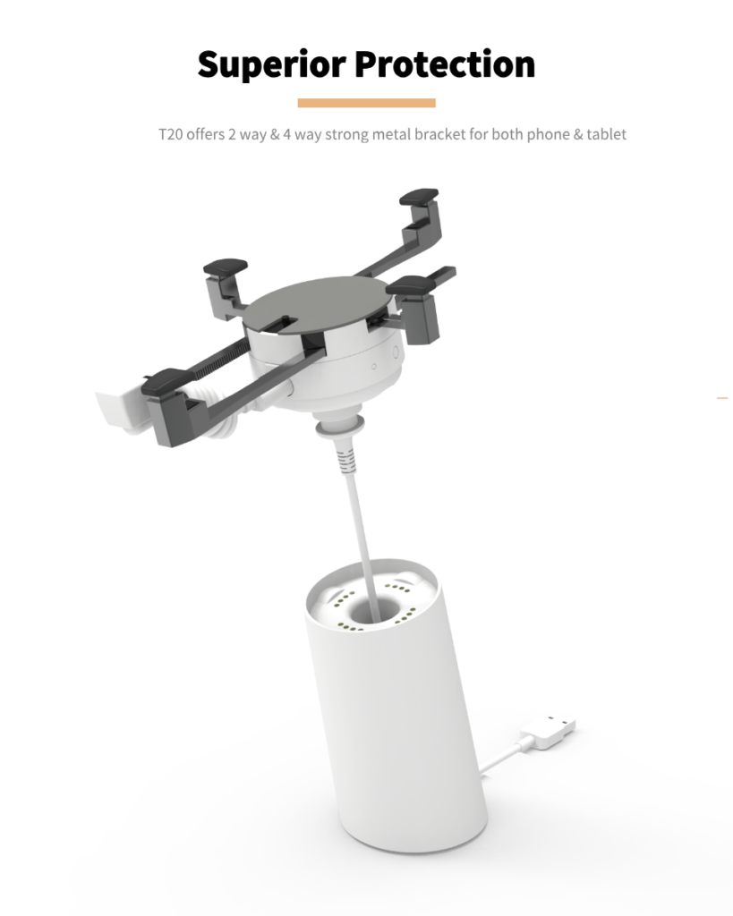 03 T20 High security retractable anti thef security display stand for phone&tablet