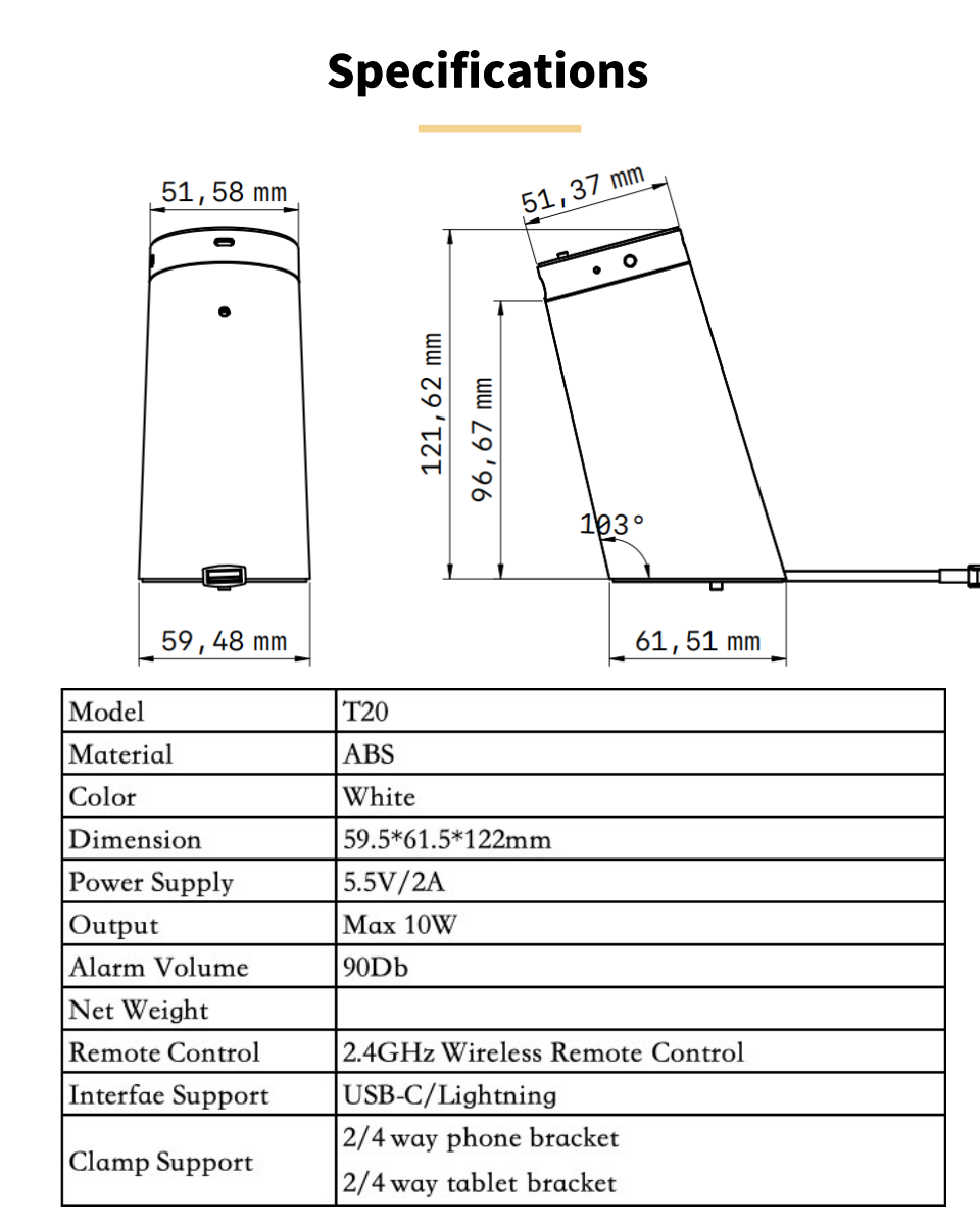 06 T20 Ultra High Security Recolier Stand With Bracket For Phone&Tablet