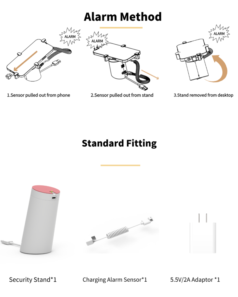 07 T20 High security retractable anti thef security display stand for phone&tablet