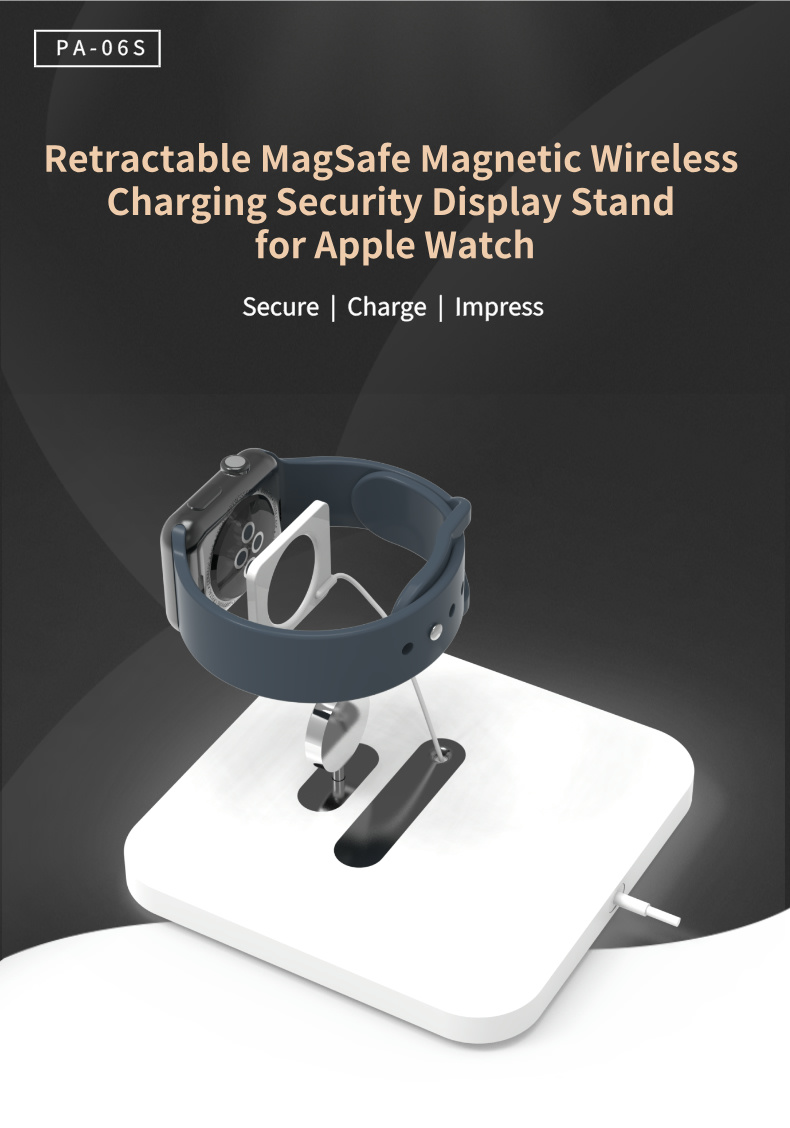 1 1 PA-06S Retractable Magsafe Magnetic Wireless Charging Security Display Anti Theft Holder For Apple Watch