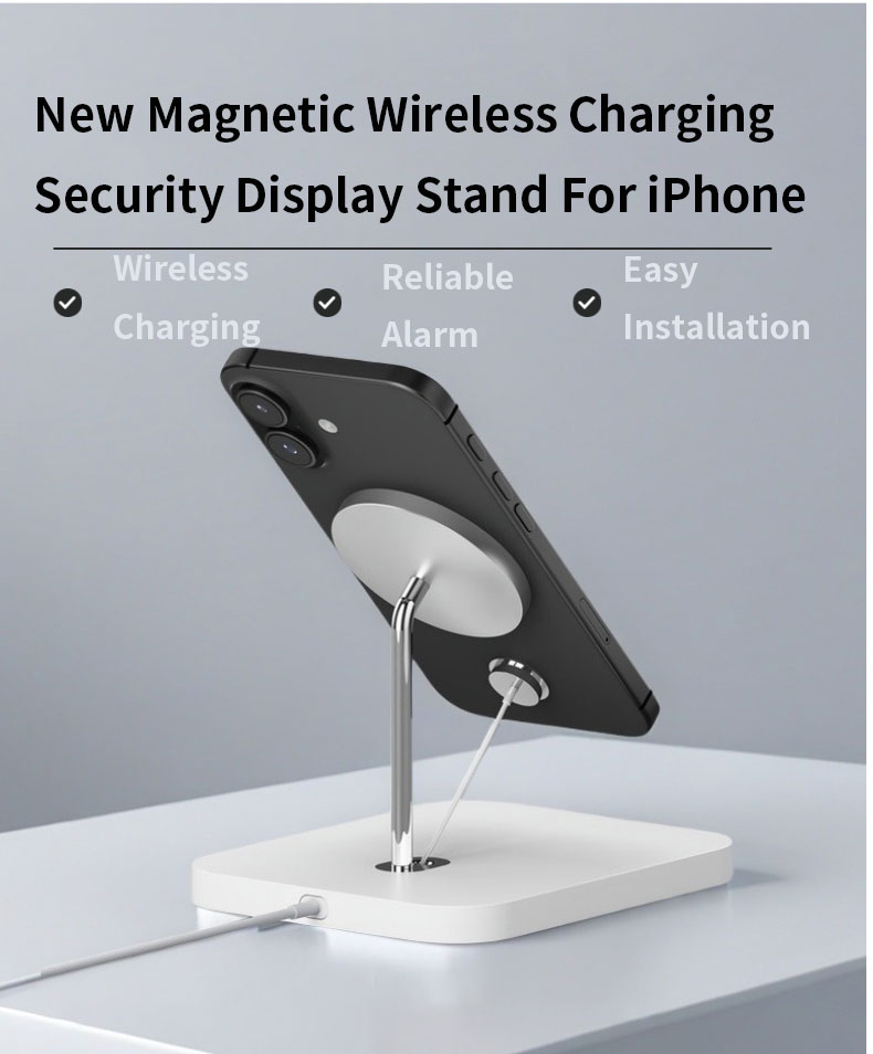 1 PA-05S Retractable Magsafe Magnetic Wireless Charging Security Display Stand For iPhone