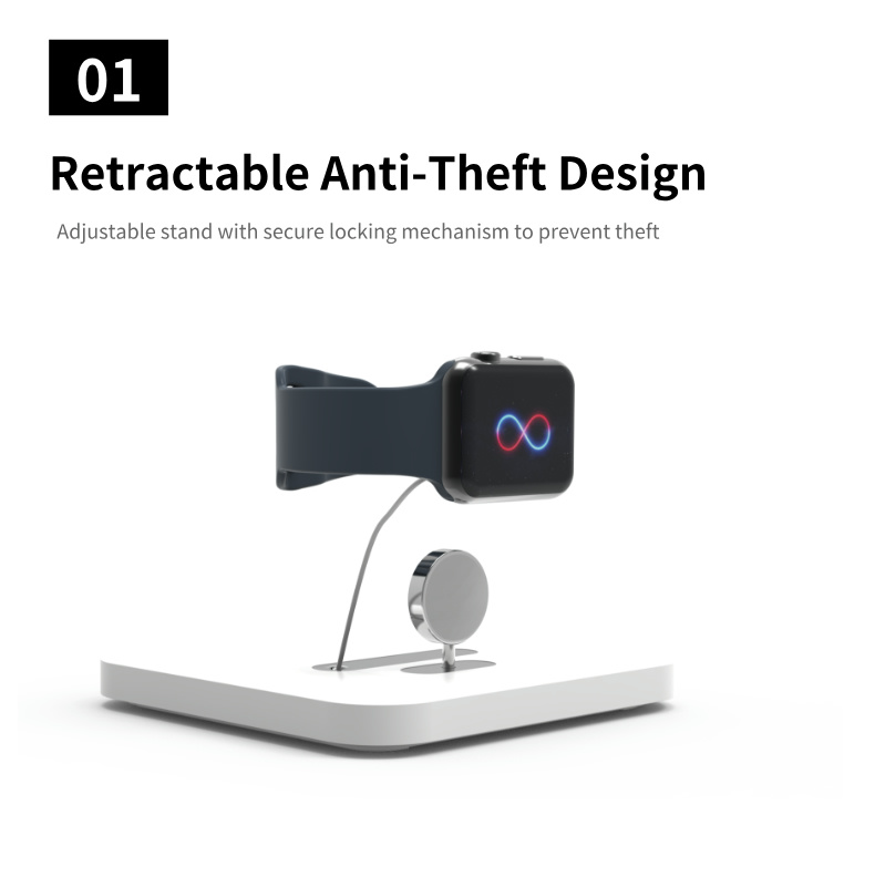 2 1 PA-06S Retractable Magsafe Magnetic Wireless Charging Security Display Anti Theft Holder For Apple Watch