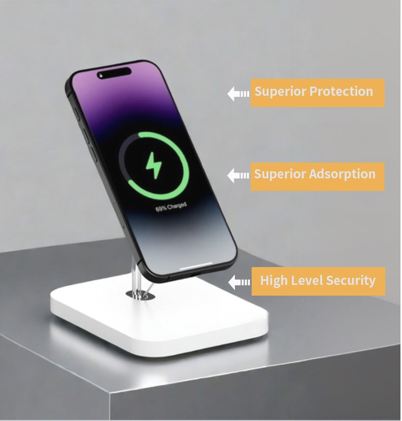 2 PA-05S Retractable Magsafe Magnetic Wireless Charging Security Display Stand For iPhone