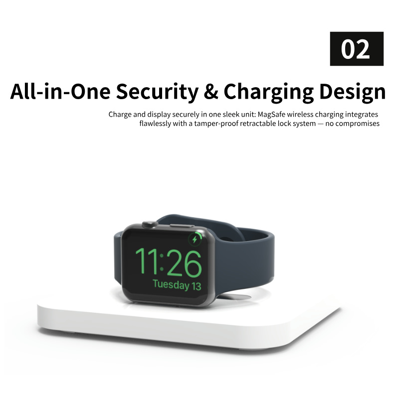3 1 PA-06S Retractable Magsafe Magnetic Wireless Charging Security Display Anti Theft Holder For Apple Watch