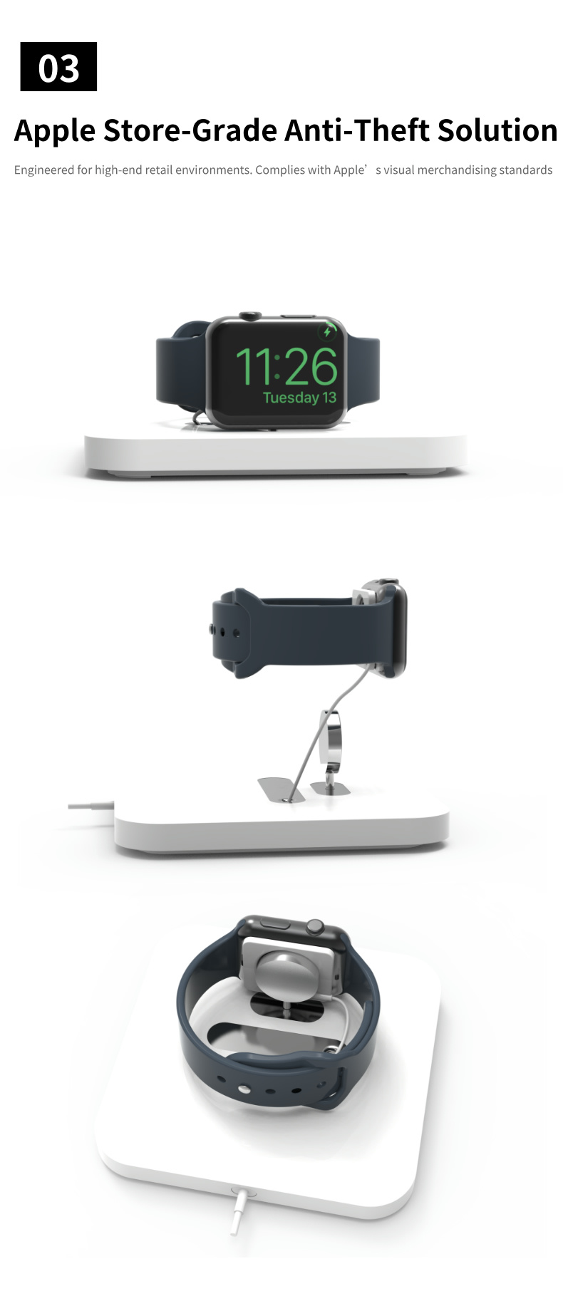 4 1 PA-06S Retractable Magsafe Magnetic Wireless Charging Security Display Anti Theft Holder For Apple Watch