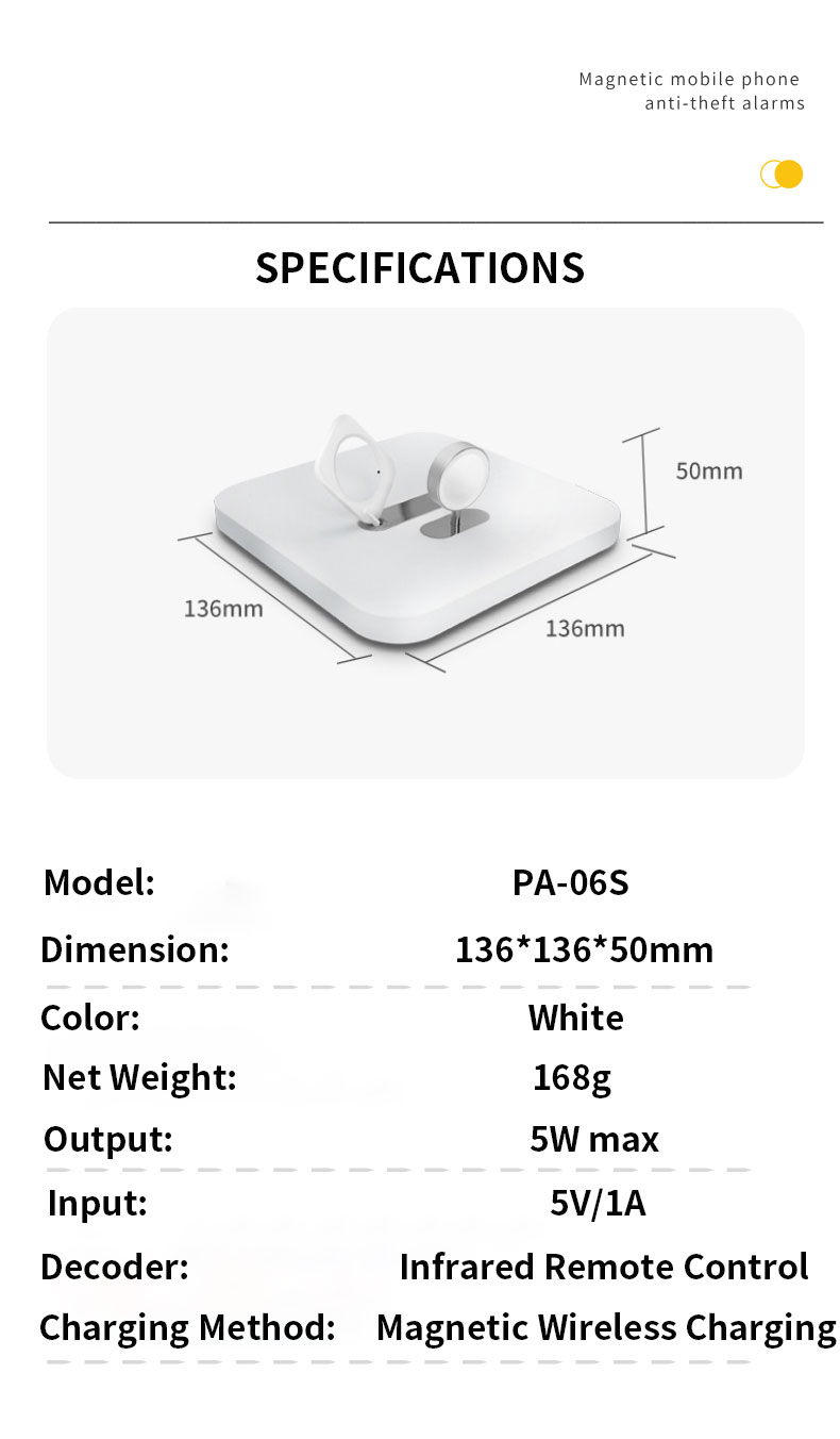 PA 06s 2024 12 1816 17 40 06 PA-06S Retractable Magsafe Magnetic Wireless Charging Security Display Anti Theft Holder For Apple Watch