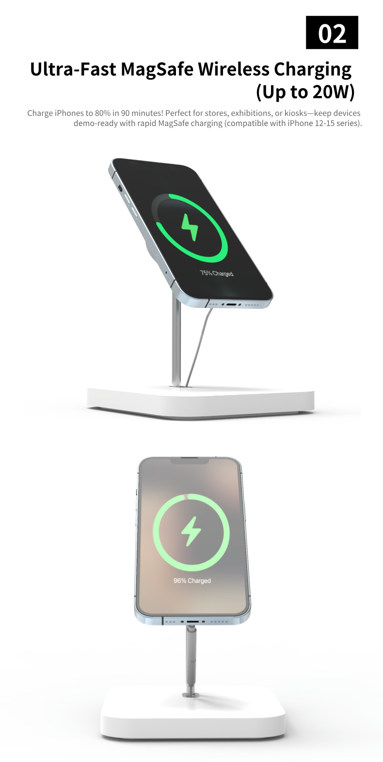 3 PA-05S retactable Magnetic Anti-Theft Wireless Charging Display Stand for iPhone 3 PA-05S retactable Magnetic Anti-Theft Wireless Charging Display Stand for iPhone