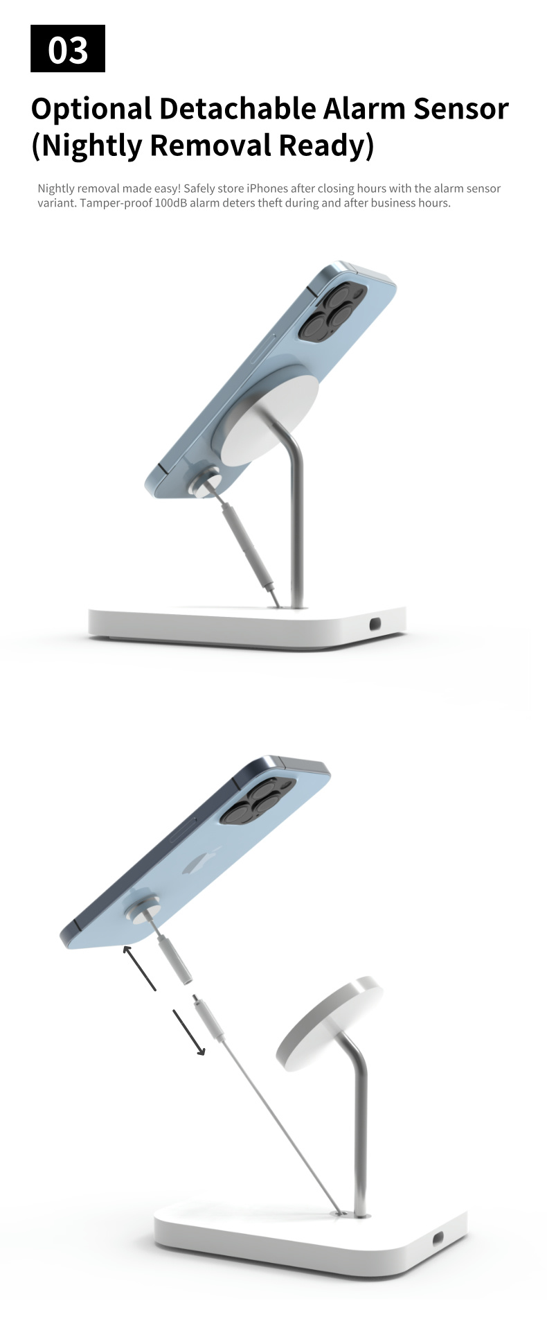 4 PA-05S retactable Magnetic Anti-Theft Wireless Charging Display Stand for iPhone 4 PA-05S retactable Magnetic Anti-Theft Wireless Charging Display Stand for iPhone